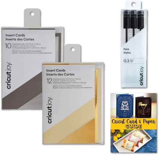 Cricut Joy Machine Insert Cards Sampler and Pen Set, Silver and Gold Bundle