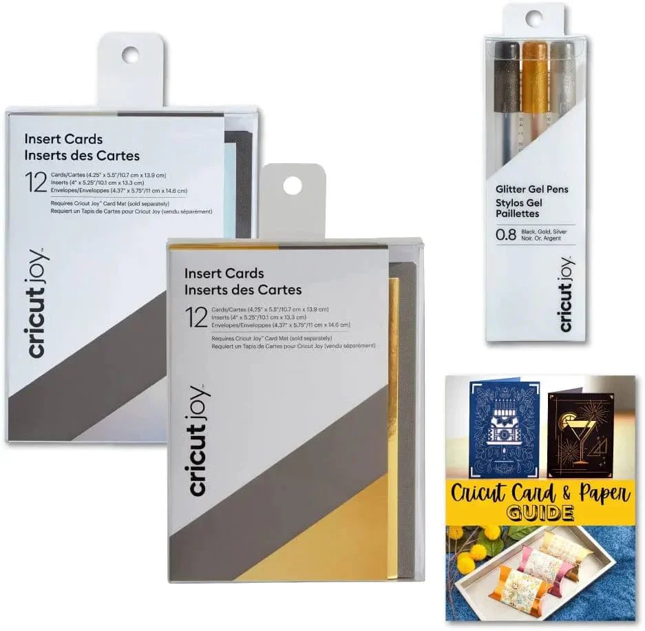 Cricut Joy Machine Insert Cards Sampler and Pen Set, Silver and Gold Bundle