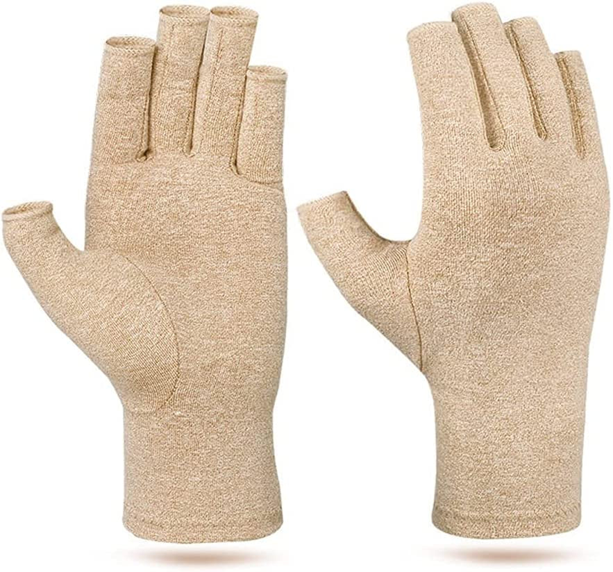 Springs Arthritis Compression Gloves 2 Pair Fingerless Gloves Unisex Hand Glove for Cycling Work Support for Wrist Hands Rheumatoid Osteoarthritis Joint Pain Relief Ease Muscle Tension