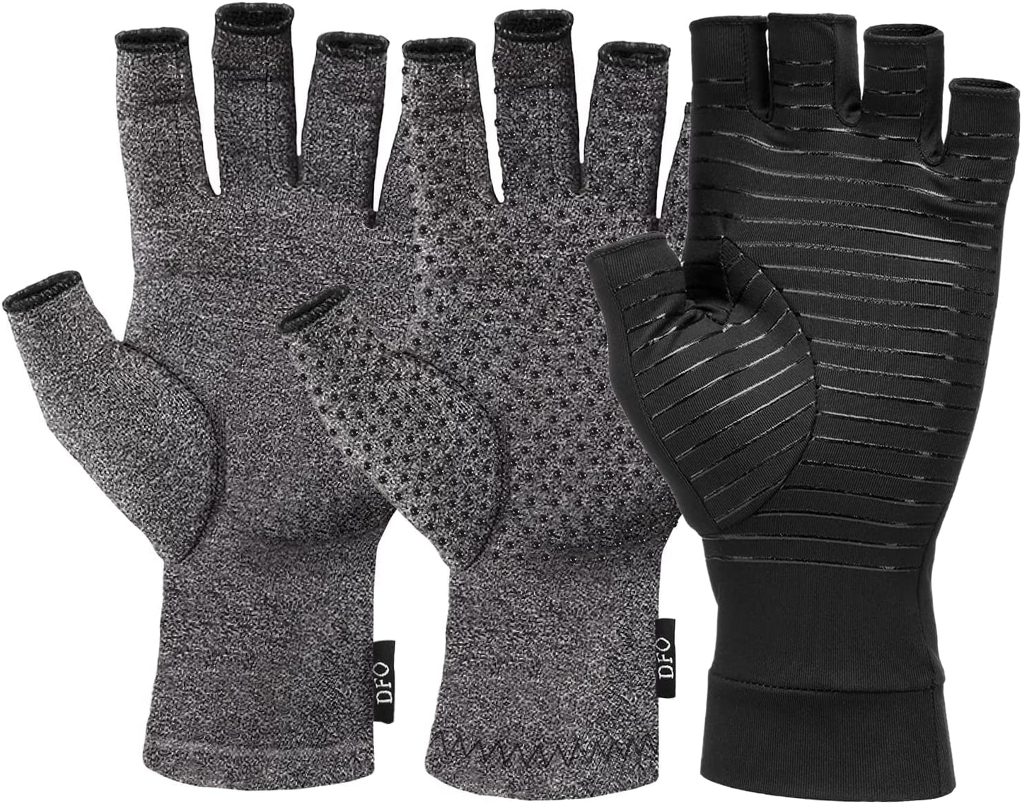 Dr. Frederick'S Original Fingerless Compression Glove Bundle - 3 Pairs - Original, Grippy, and Copper Compression Gloves - for Women & Men - Triple Pain Relief - Medium