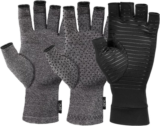 Dr. Frederick'S Original Fingerless Compression Glove Bundle - 3 Pairs - Original, Grippy, and Copper Compression Gloves - for Women & Men - Triple Pain Relief - Medium