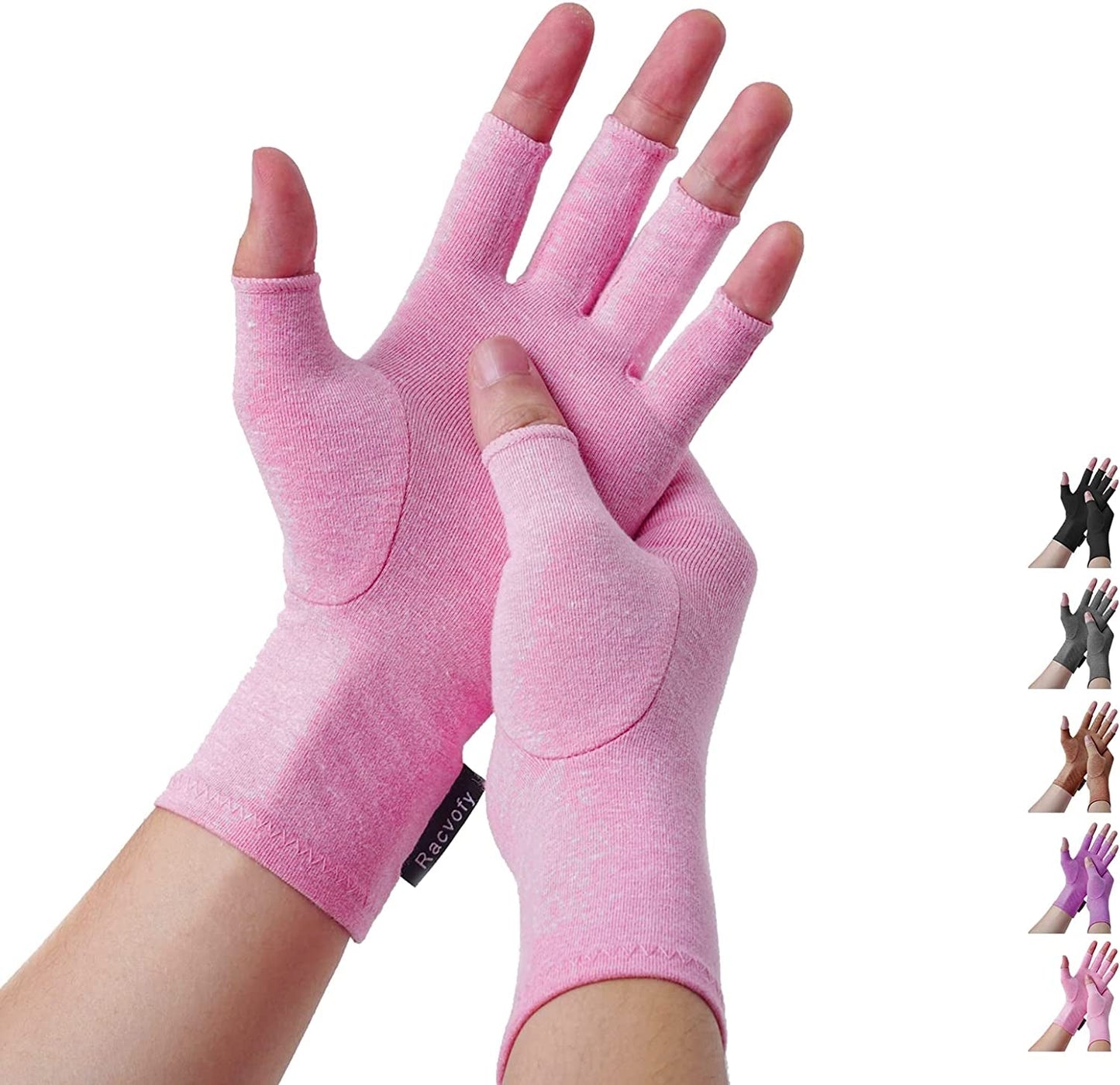 Racvofy Arthritis Gloves, Fingerless Gloves, Relieve Muscle Pain, Comfortable Fit Compression Gloves for Arthritis, Rheumatiod, Tendonitis, Carpal Tunnel Pain, Computer Typing, Dailywork (Grey, S)