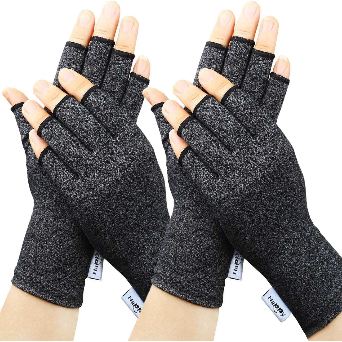 Happymart 2 Pairs Arthritis Gloves Compression Gloves for Rheumatoid & Osteoarthritis,Joint Pain Relief, Carpal Tunnel Wrist Support,Computer Typing,Fingerless Gloves for Women (Purple, Large)