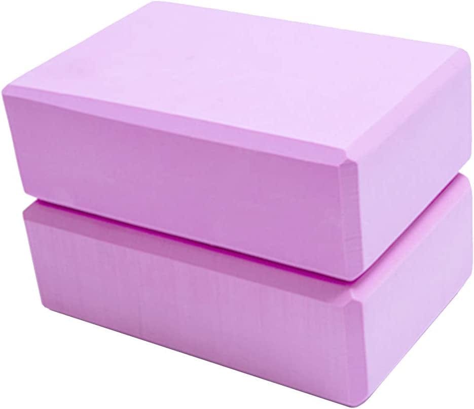 Dofover Set of 2 Yoga Blocks EVA Foam Exercise Bricks Provides Stability Balance and Support Improve Strength - 9 X 6X 3 Inches