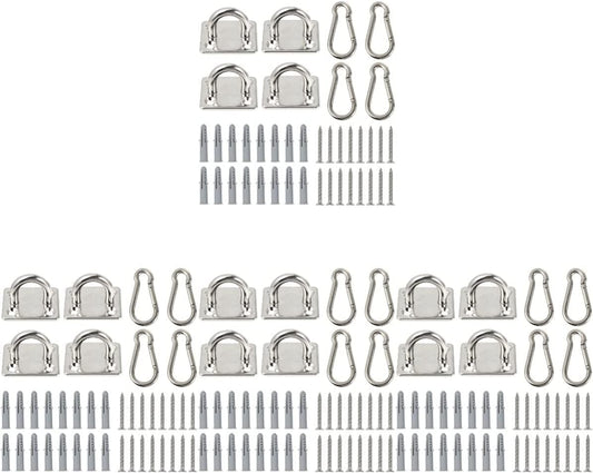 DOITOOL 16Pcs Hook Wall Plate Battle Ultra Marine Kit Yoga Eye Anchor Hooks Hammock Hanging Stainless M Suspension Stand Screws Swing Steel Strap Trainer Silver Chair Mount Ropes