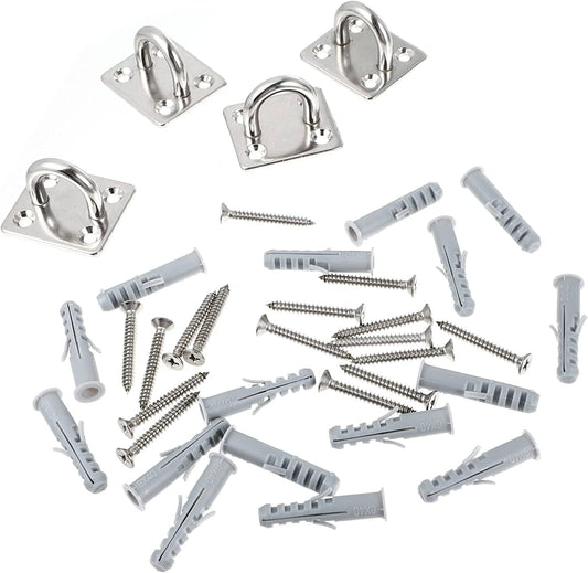 DOITOOL 4Pcs Swing Hammock Steel Stand Heavy Kit Hooks Hardware Trainer Wall Strap Yoga Hanger M Marine Chair Eye Stainless for Plate Suspension Ultra Mount Ceiling Bracket Ropes Hook