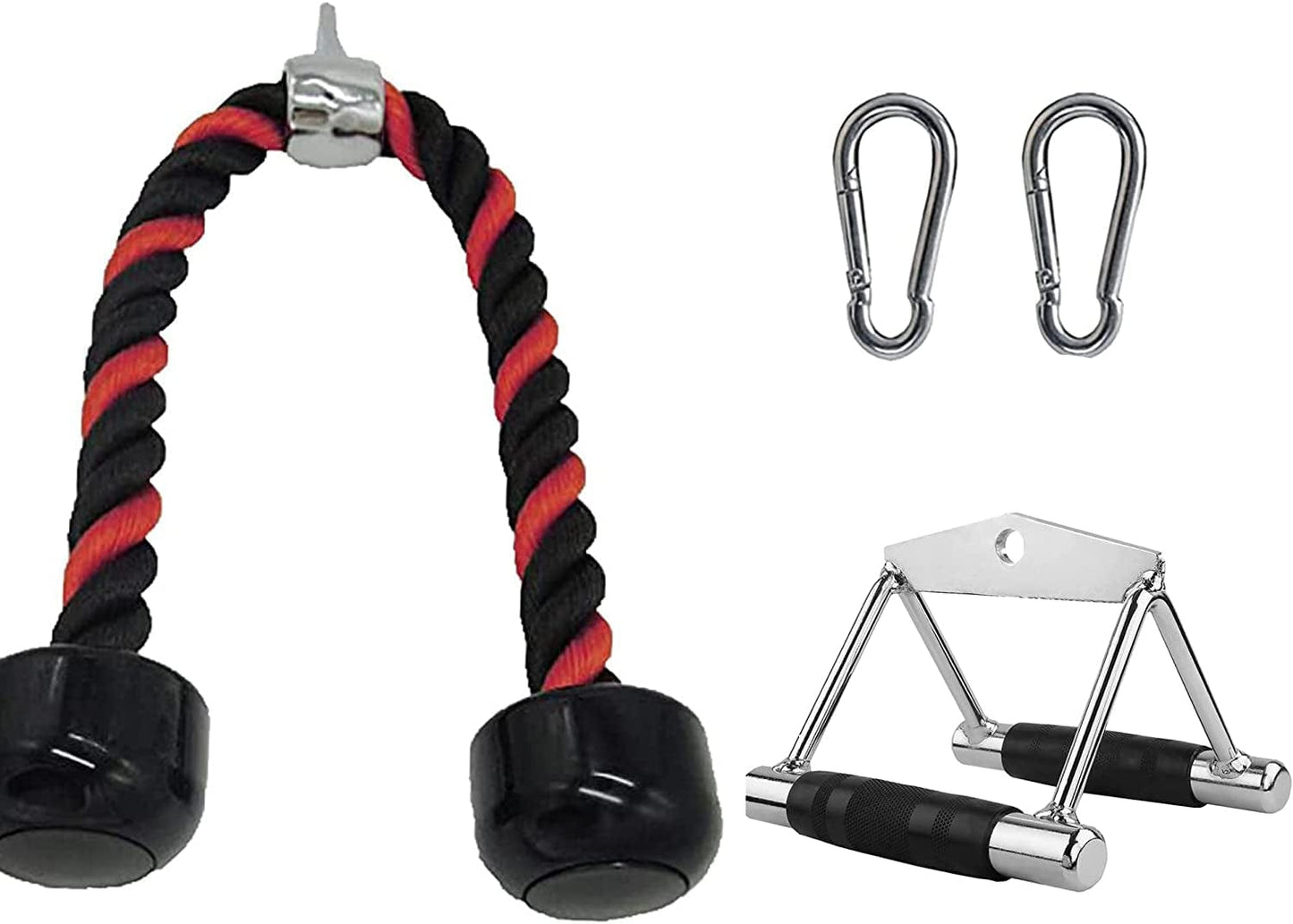 Double D Row Handle Cable Machine Attachment for Gym, V Bar Cable Attachment– Non Slip Handle & 360° Steel Swivel