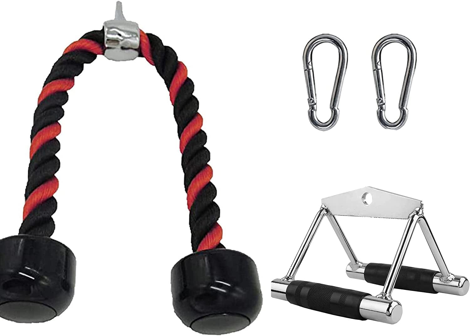 Double D Row Handle Cable Machine Attachment for Gym, V Bar Cable Attachment– Non Slip Handle & 360° Steel Swivel