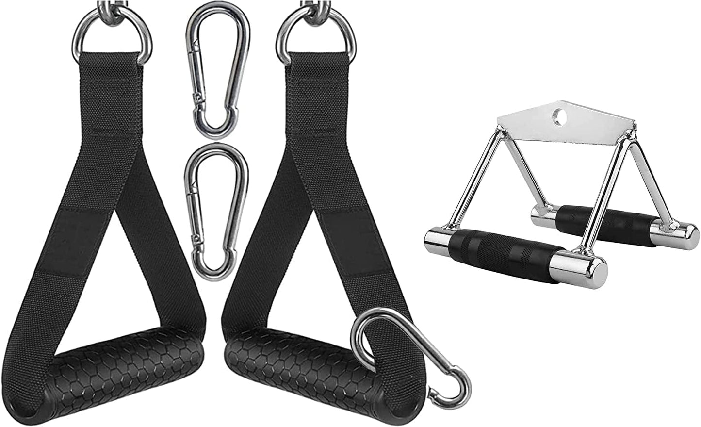 Double D Row Handle Cable Machine Attachment for Gym, V Bar Cable Attachment– Non Slip Handle & 360° Steel Swivel