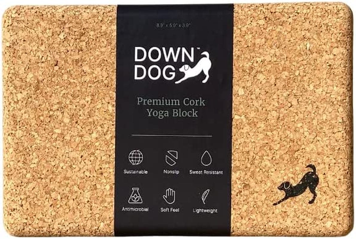Down Dog Yoga Premium Cork Yoga Block, Sustainable Cork, Made in Portugal, Tan