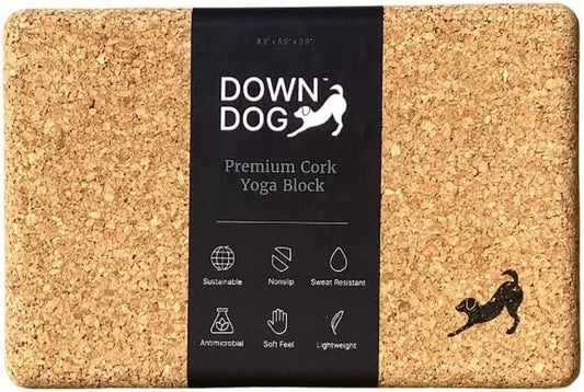 Down Dog Yoga Premium Cork Yoga Block, Sustainable Cork, Made in Portugal, Tan
