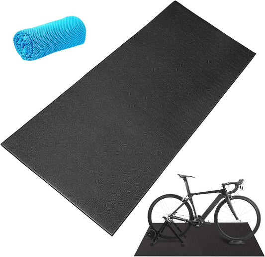 QUWEI Bike Training Mat,Exercise Bike Mat Bicycle Trainer Hardwood Floor Carpet Protection Workout Mat for Indoor Treadmill Stationary Bike Mat for Peloton Spin Bikes,Thick Mats for Exercise Equipment