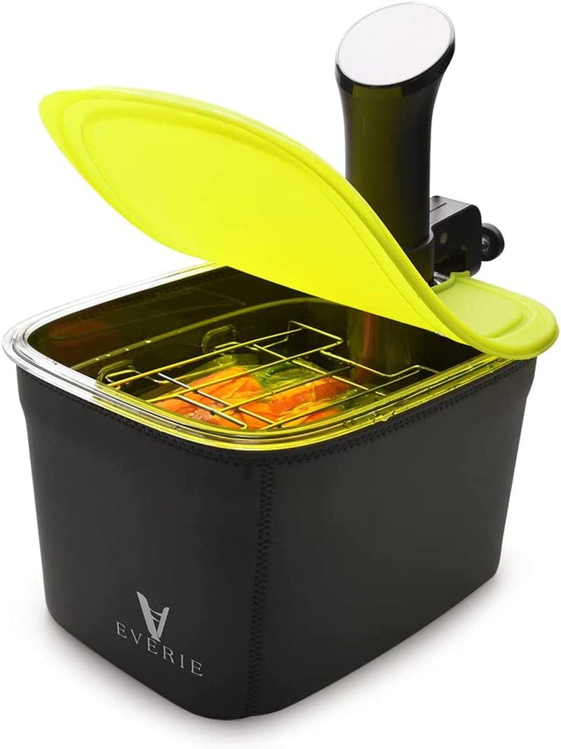EVERIE Versatile 12-Quart Sous Vide Container with Built-In Rack and Collapsible Silicone Lid and Container Sleeve Compatible with All Sous Vide Cookers, KIT-1202-TYGJ