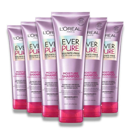 L'Oreal - Paris EverPure Moisture Shampoo for Dry Hair, Rosemary Oil - 8.5 oz - 6 Pack