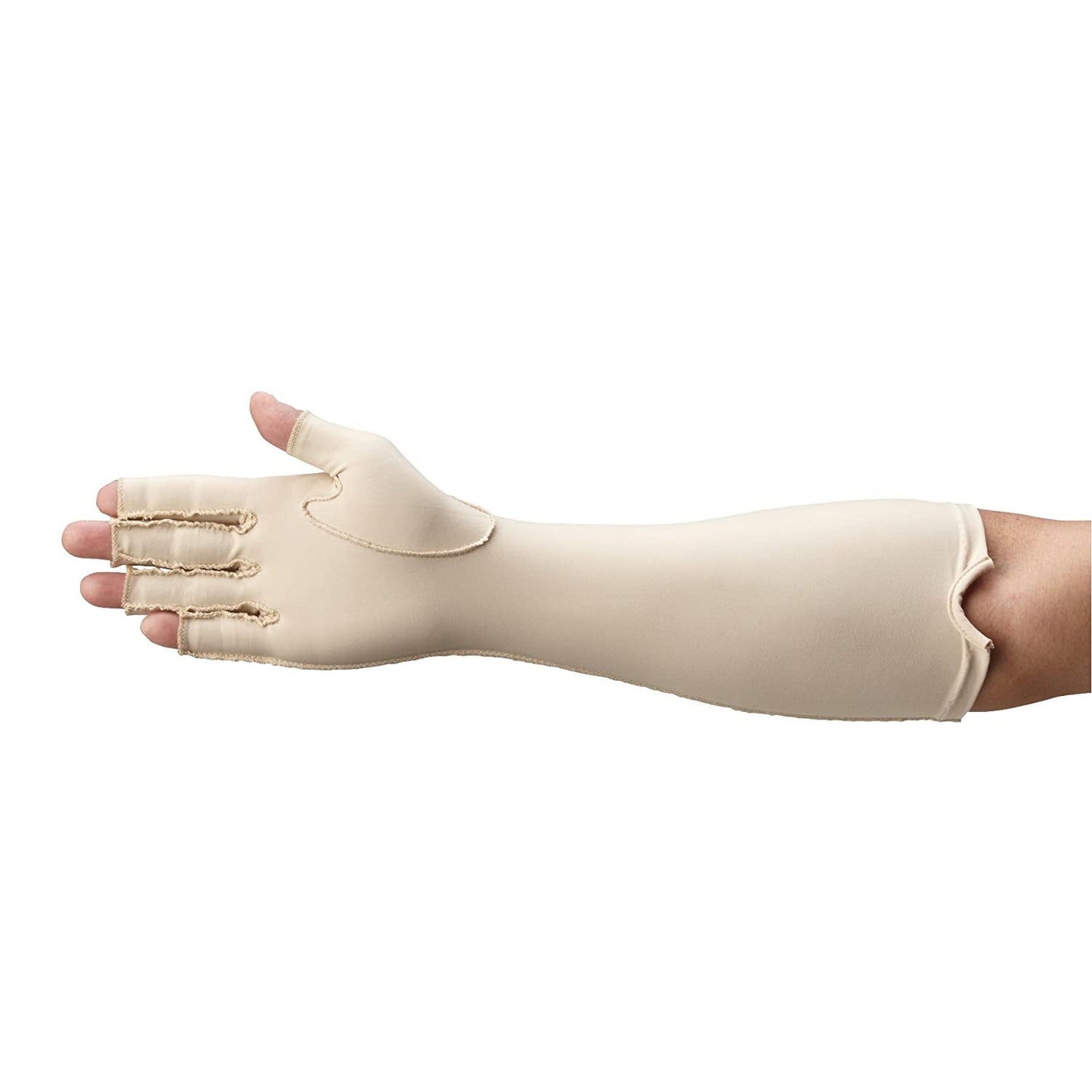 Rolyan 50969 Forearm Length Left Compression Glove, Full Finger Compression Sleeve to Control Edema and Swelling, Water Retention, and Vericose Veins, Covers Fingers to Forearm on Left Arm, Medium