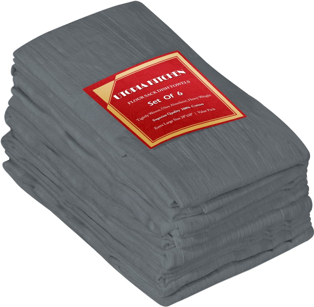 Utopia Kitchen [12 Pack Flour Sack Tea Towels, 28" X 28" Ring Spun 100% Cotton Dish Cloths - Machine Washable - for Cleaning & Drying - Orange