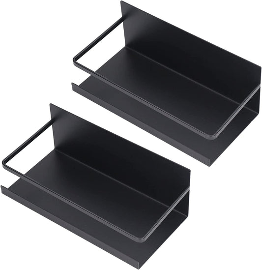 Magnetic Shelf, Magnetic Spice Rack Rounded Corners Design Space Saving with 4 Removable Hooks for Washing Machines