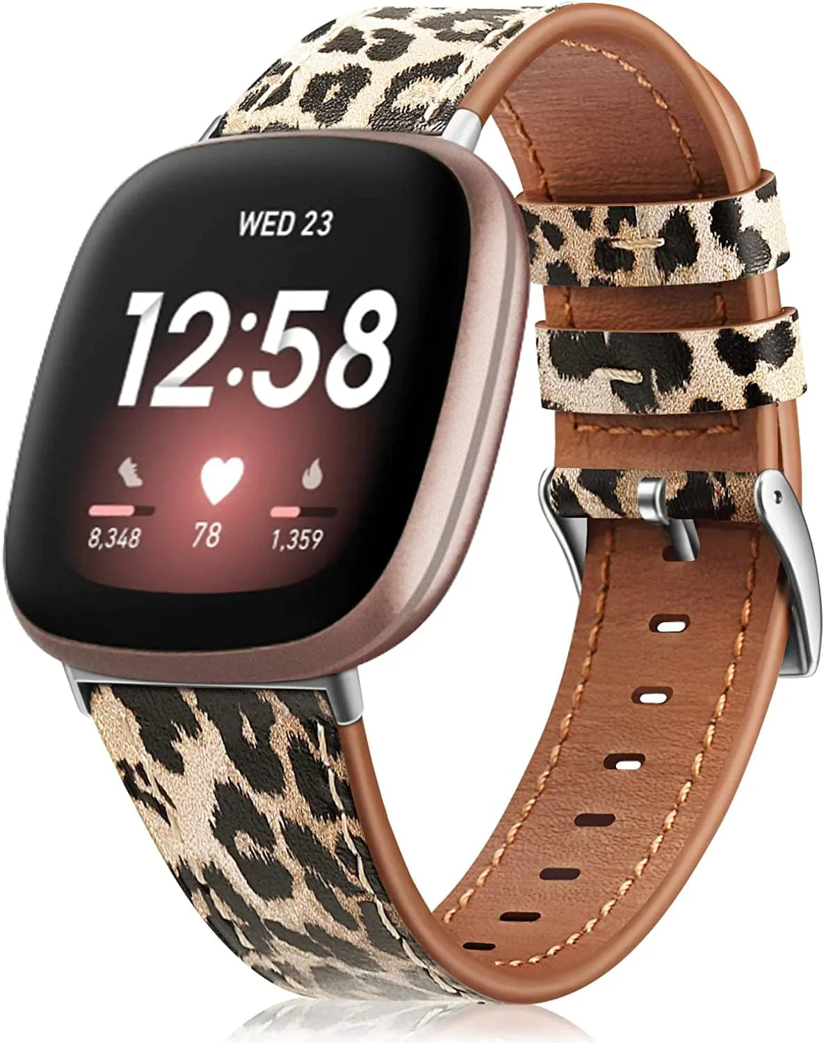 Fintie Bands Compatible with Fitbit Versa 3 / Fitbit Sense, Genuine Leather Band Replacement Accessories Strap Wristband