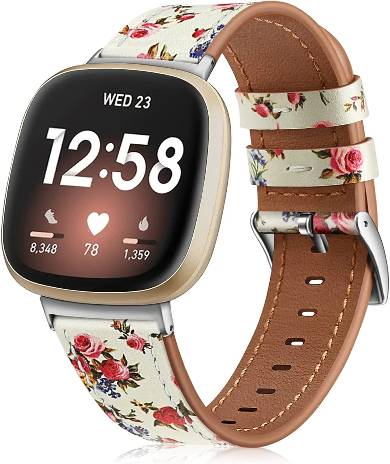 Fintie Bands Compatible with Fitbit Versa 3 / Fitbit Sense, Genuine Leather Band Replacement Accessories Strap Wristband