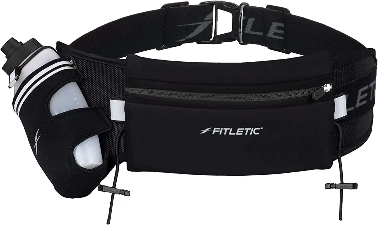 Fitletic HD12G Fully Loaded Hydration Belt | Patented Bounce Free Design for Endurance, Ironman, Triathlon, 5K, 10K, Marathon, Trail | Range of Sizes & Colors