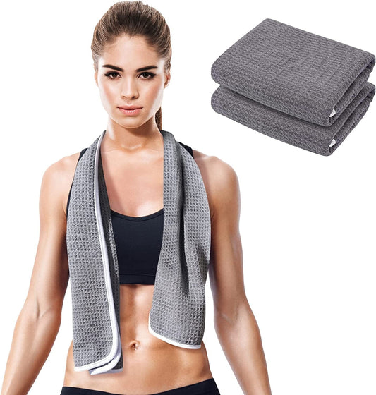 Fitness Gym Towels (2 Pack) for Workout, Sports and Exercise - Soft, Lightweight, Quick-Drying, Odor-Free - by Desired Body