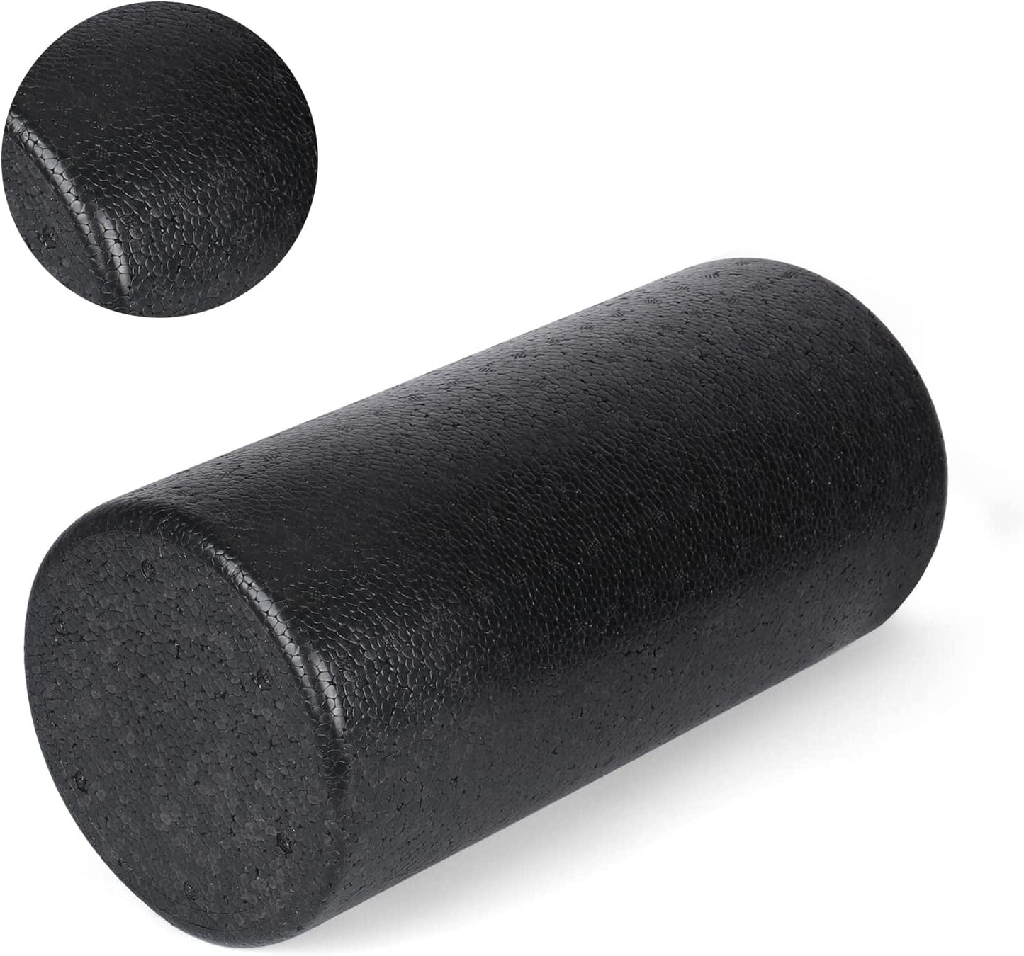 Foam Rollers - High-Density Speckled round Foam Roller for Exercise, Massage, Muscle Recovery (18 Inch, Black)