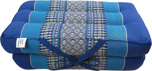 Foldable Meditation Cushion - Extra Firm Yoga Block Pillow - All Natural Thai Kapok Fiber Filling - Convertible Floor, Chair Seat (Daisy Indigo Blue)