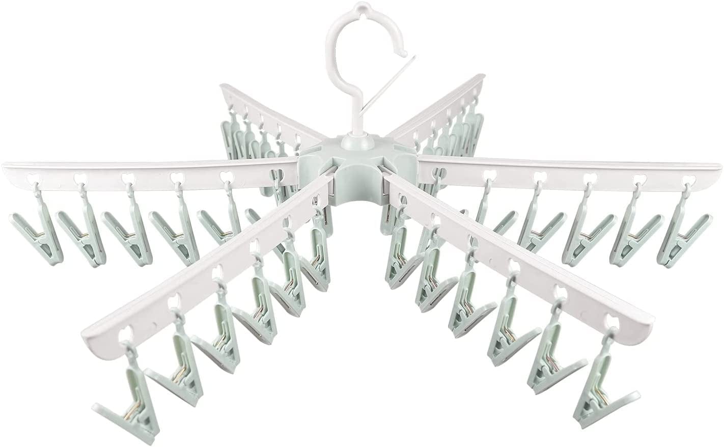 Foyer Nuage Foldable Drying Racks for Laundry, Underwear Hanger with 36 Clips, Plastic Laundry Clip and Drip Drying Hanger for Socks, Bras, Lingerie, Clothes, Sturdy, Windproof(36Clips)