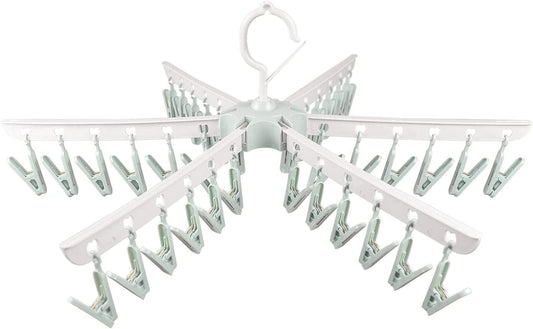Foyer Nuage Foldable Drying Racks for Laundry, Underwear Hanger with 36 Clips, Plastic Laundry Clip and Drip Drying Hanger for Socks, Bras, Lingerie, Clothes, Sturdy, Windproof(36Clips)