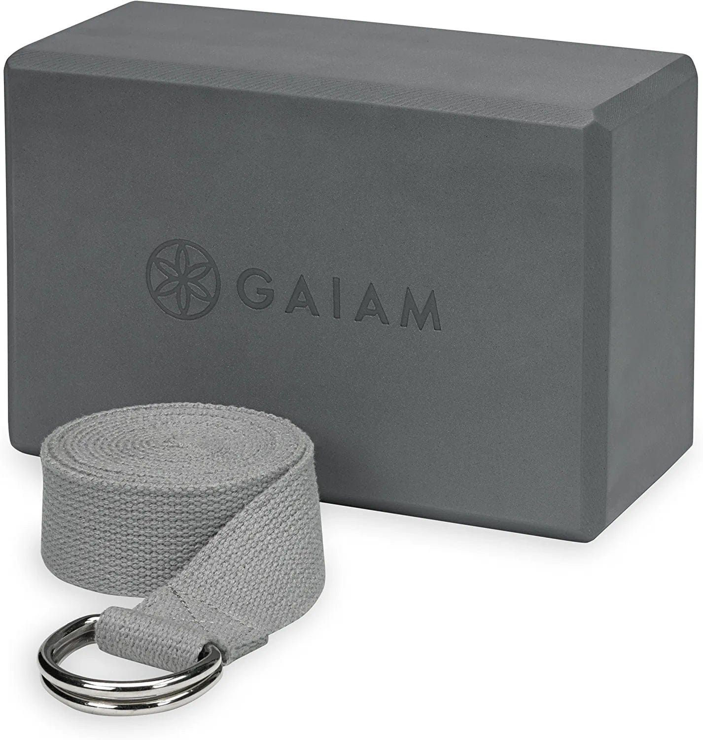 Gaiam Yoga Block + Yoga Strap Combo Set