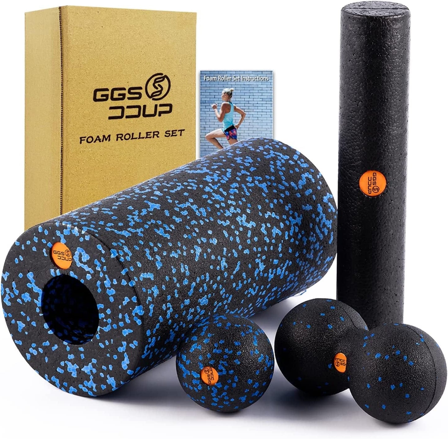GGSDDUP Exercise Back Roller Foam for Legs and Shoulder Physical Therapy Calf Foam Roller Set for Back Pain Soft Full Body Roller with Peanut Rolling Ball for Muscle Deep Tissue Massage, Red