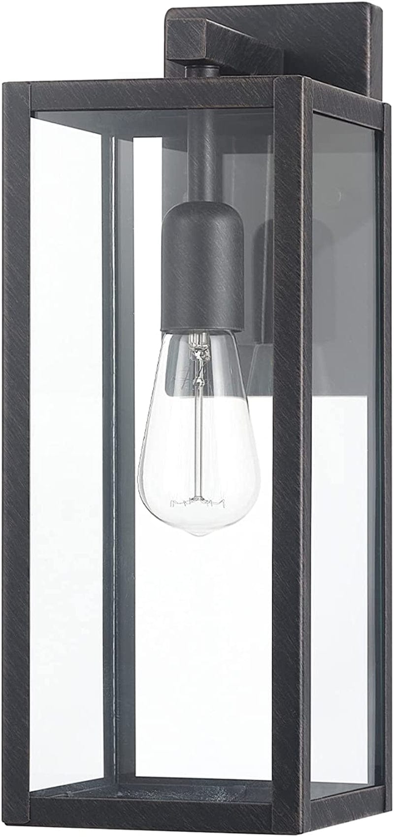 Globe Electric 44176 1-Light Outdoor Indoor Wall Sconce, Matte Black, Glass Panes, Weather Resistant, Wall Lighting, Wall Lamp Dimmable, Kitchen Sconces Wall Lighting, Home Improvement, Porch Light
