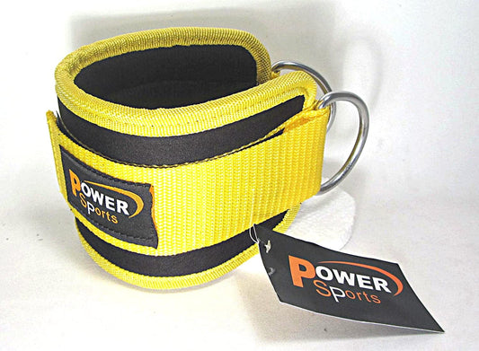 Gold Power Sports Ankle Strap-Nylon/Neoprene Double Rings Sold Single, Cable Gym Machine Attachment, Leg Foot Exercise, Yoga,Pilates, Athletic, Fitness Training