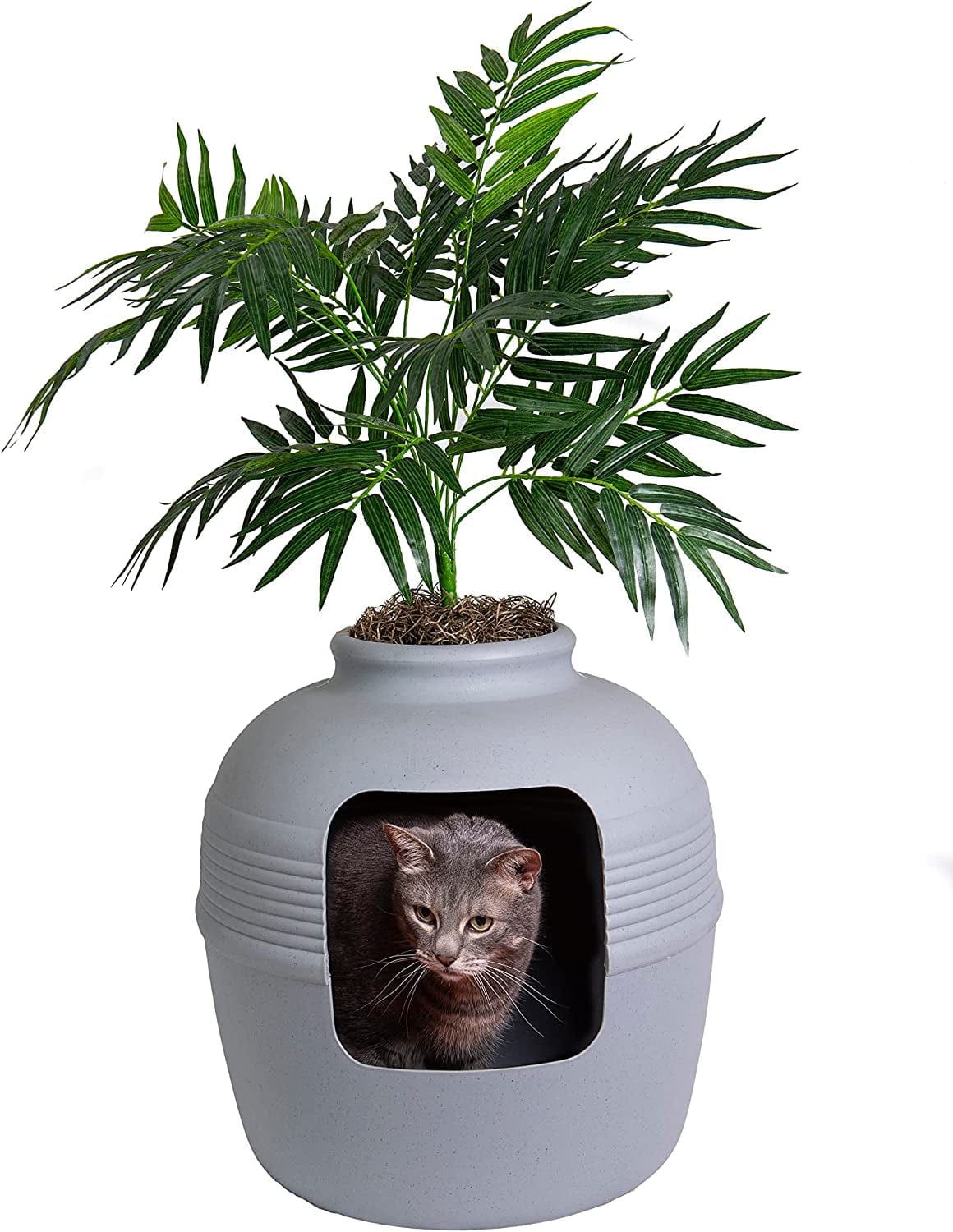 Good Pet Stuff, the Original Hidden Litter Box, Artificial Plants & Enclosed Cat Planter Litter Box, Vented & Odor Filter, Easy to Clean, Mocha Brown