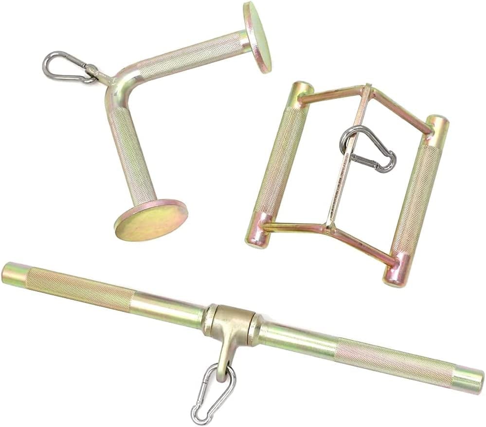 Greententljs Exercise Machine Attachments (Multi-Option) : Tricep Rope, V-Shaped Bar, Double D Handle & Rotating Straight Bar|Cable Machine Accessory