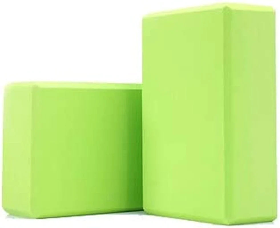 HAJINOSU Green Yoga Block Pack of 2-Stretch Resistant 100% EVA Foam Block, High Density, Soft Surface Foam Bolster Pillow Cushion Exercise Gym Training Pilates, Home Work-Out Foam, Meditation
