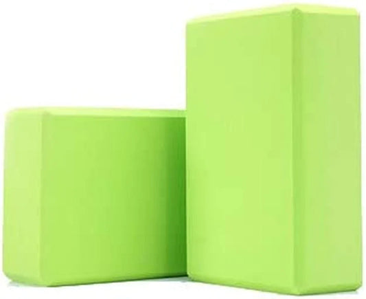 HAJINOSU Green Yoga Block Pack of 2-Stretch Resistant 100% EVA Foam Block, High Density, Soft Surface Foam Bolster Pillow Cushion Exercise Gym Training Pilates, Home Work-Out Foam, Meditation