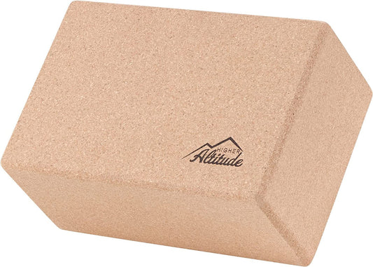 Higher Altitude Yoga Block Cork - 8.6 X 4 X 5.8Inch Brick Block Aid for a Deeper Stretch - Adjustable to Fit Your Pose