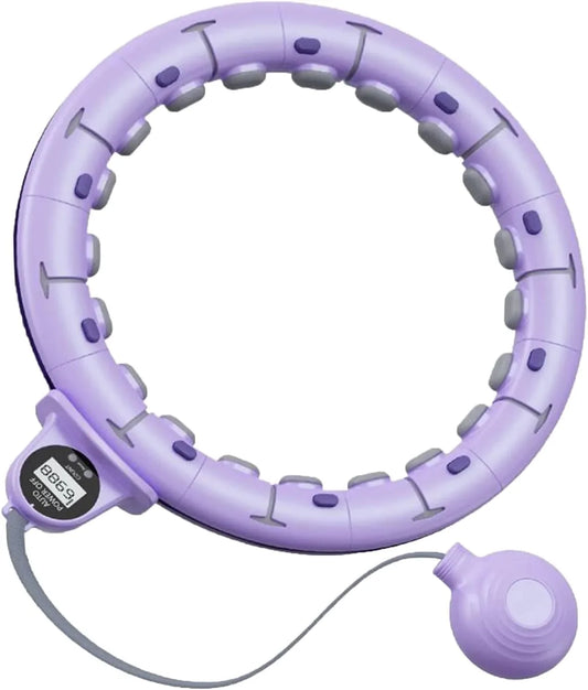 HPILISH Smart Weighted Exercise Hoop with Intelligent Counter for Adults Weight Loss, Portable Infinity Hoops Adjustable Length 2 in 1 Abdomen Fitness Massage Workout Equipment
