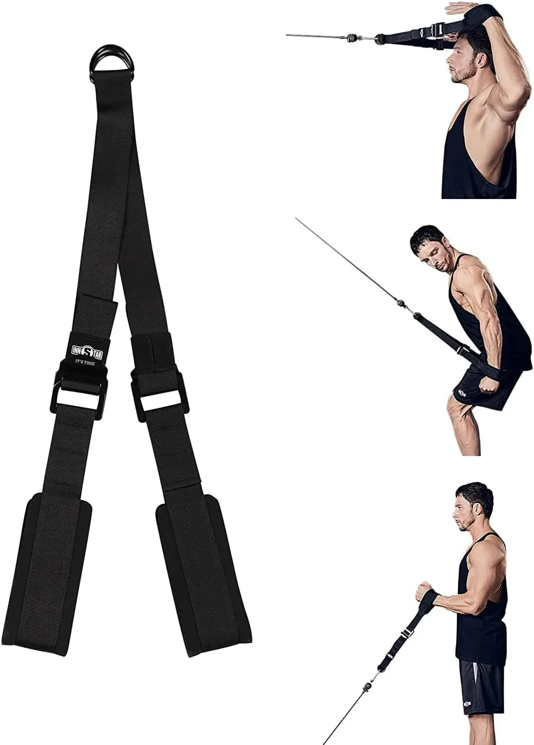 INNSTAR Upgraded Heavy Duty Exercise Handles, Cable Machine Attachments Resistance Bands Handles with Solid ABS Core Grips Fitness Strap Stirrup Handle Cable Attachment Silicon Grip (Set of 2)