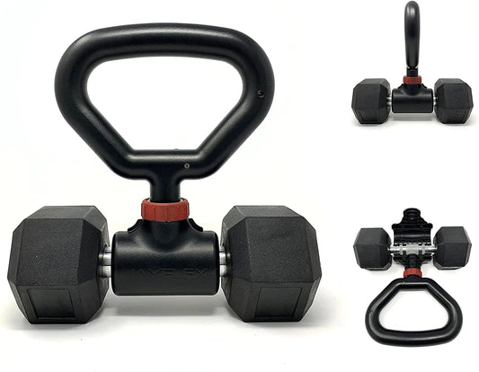 Jayflex Hyperbell Convert Dumbbell Weights to Kettlebell with Adjustable Rotating Handle Grip for in Home Gym Fitness Workout- Made in USA 5-100Lb Capacity