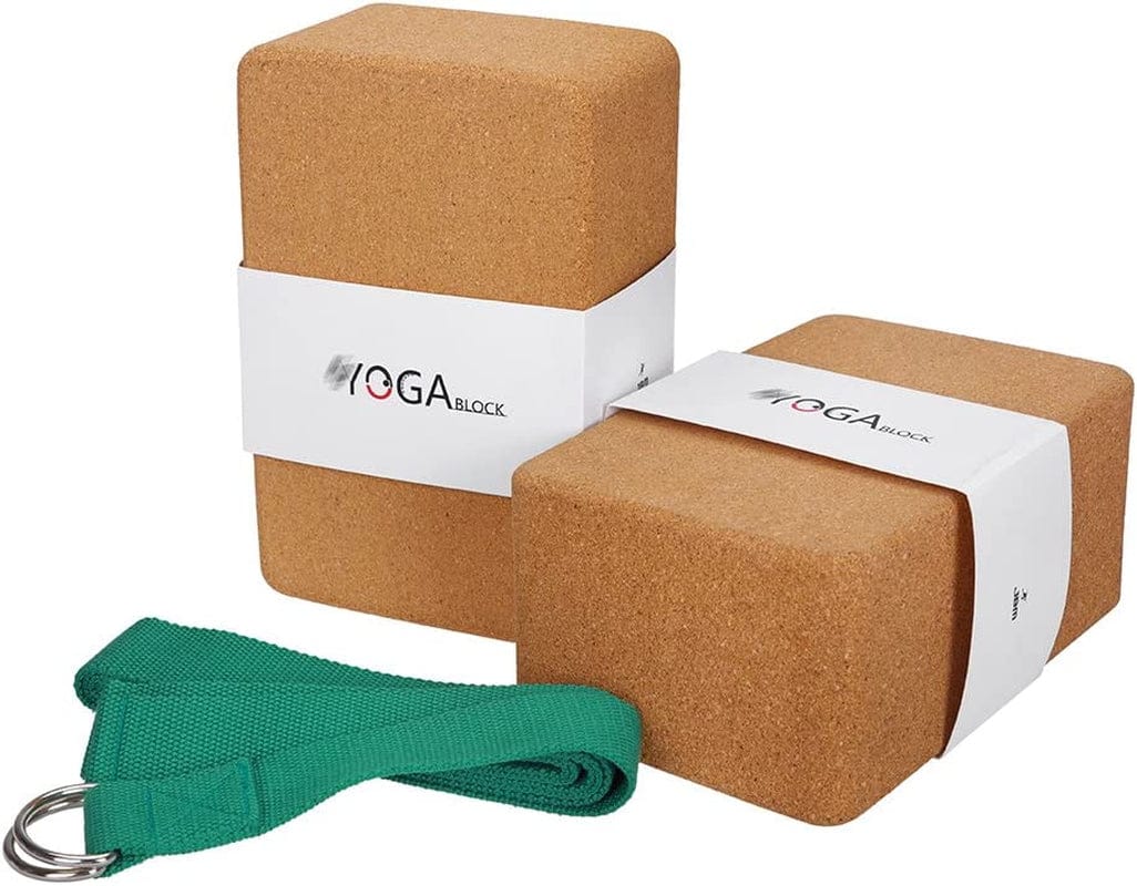 JBM Yoga Blocks 2 Pack with Strap, Cork Yoga Block 2 Pack EVA Foam Yoga Block Set of 2 Yoga Block with Strap, Yoga Bricks with Strap, Yoga Block Yoga Brick Yoga Cube Stretch Blocks Stretching Blocks