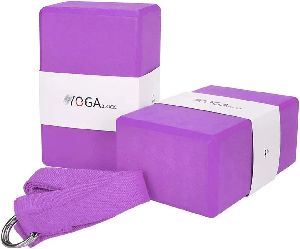 JBM Yoga Blocks 2 Pack with Strap, Cork Yoga Block 2 Pack EVA Foam Yoga Block Set of 2 Yoga Block with Strap, Yoga Bricks with Strap, Yoga Block Yoga Brick Yoga Cube Stretch Blocks Stretching Blocks