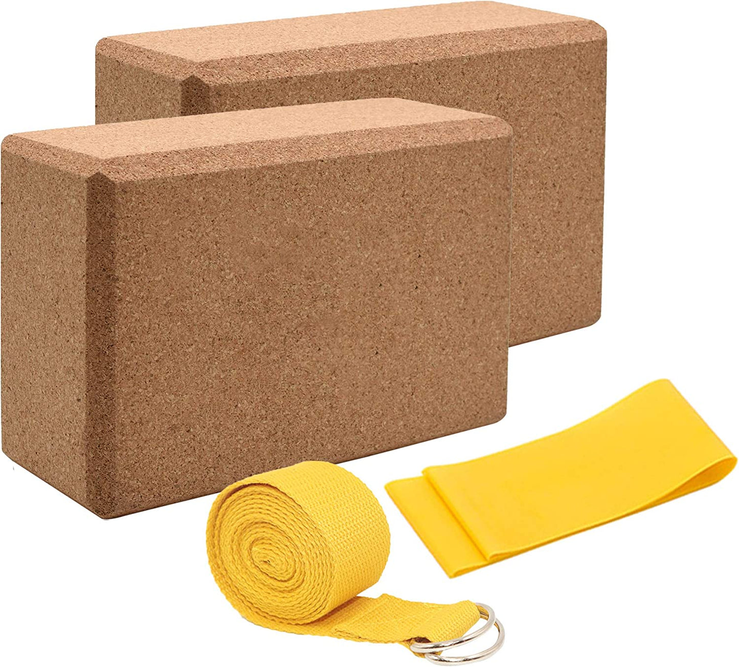 KINDOYO Cork Yoga Block - Support Deeper Poses Brick Anti-Slip Block and Belt