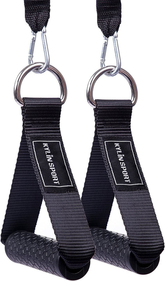 KYLIN SPORT Upgraded Cable Machine Attachments Resistance Bands Handles Grips Fitness Strap Stirrup Handle Cable Attachment Silicon Grip with Solid ABS Cores
