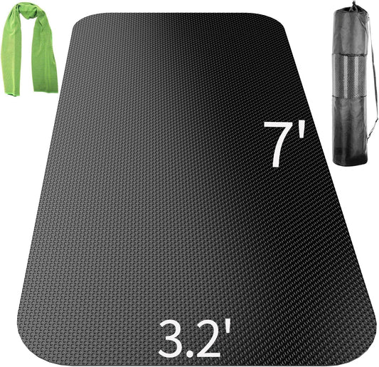 Large Exercise Mat 7'X3.2' ,Exercise Equipment Mat,Treadmill Mat, Exercise Bike Mat, Workout Mats for Home Gym Mats Gym Flooring Rubber Workout Mat Fitness Mat Large Yoga Mat Cardio Mat for Weightlifting, Jump Rope, Non-Slipping