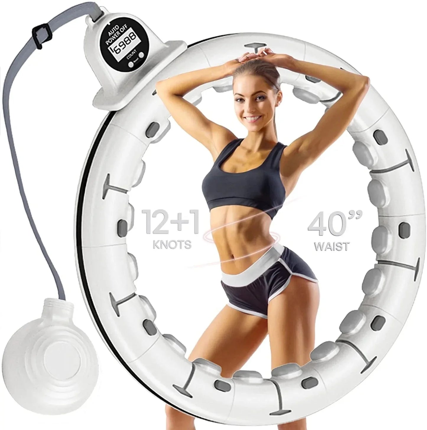 Leann L!Fe Smart Weighted Hula Hoop for Adults Weight Loss, 12+1 Spare Knots Waist 40", Infinity Hoop plus Size, Children Adult Weight Loss, Fitness Exercise, Workout Equipment, Abdominal Toner, Smart Exercise