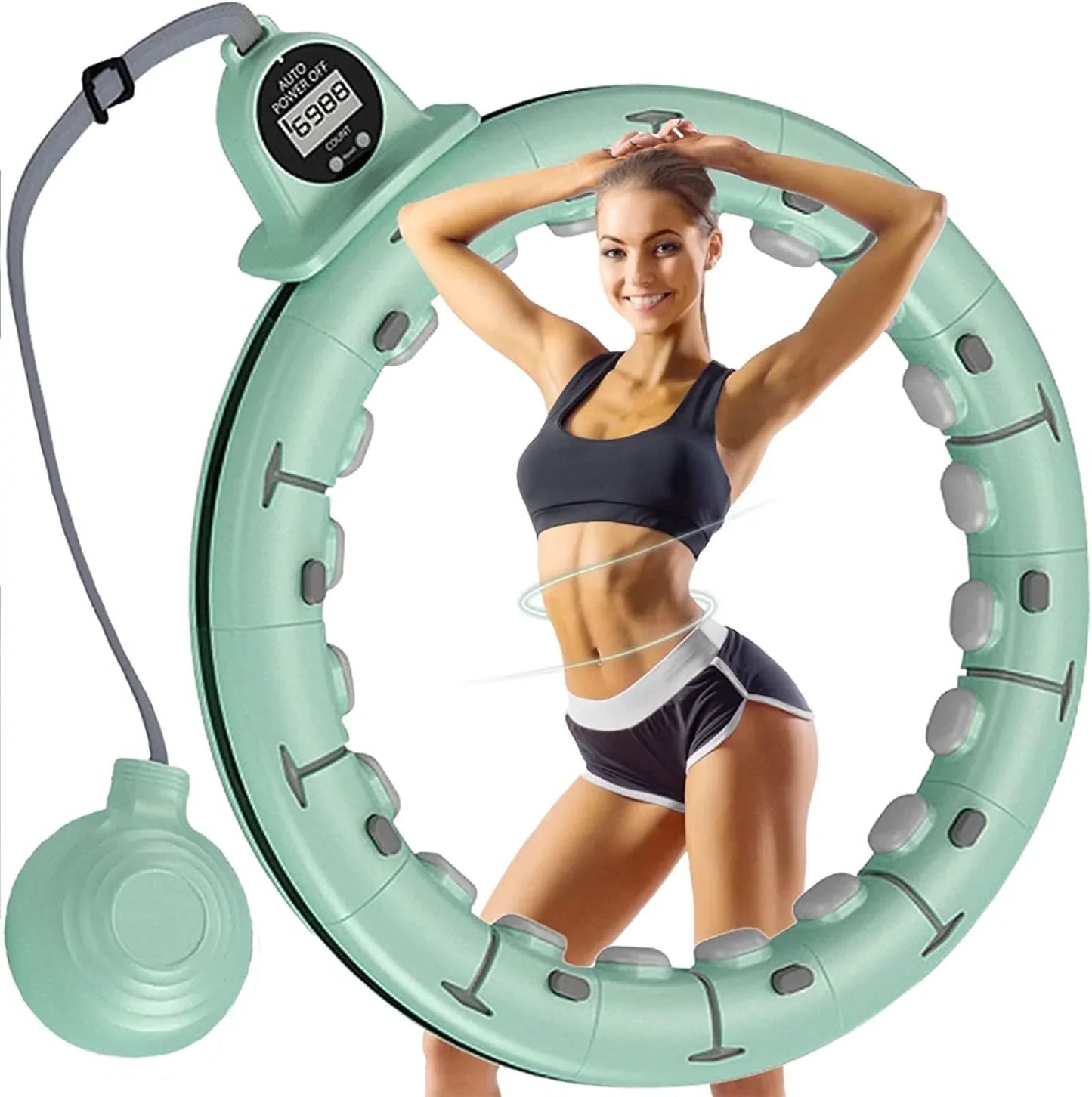 Leann L!Fe Smart Weighted Hula Hoop for Adults Weight Loss, 12+1 Spare Knots Waist 40", Infinity Hoop plus Size, Children Adult Weight Loss, Fitness Exercise, Workout Equipment, Abdominal Toner, Smart Exercise