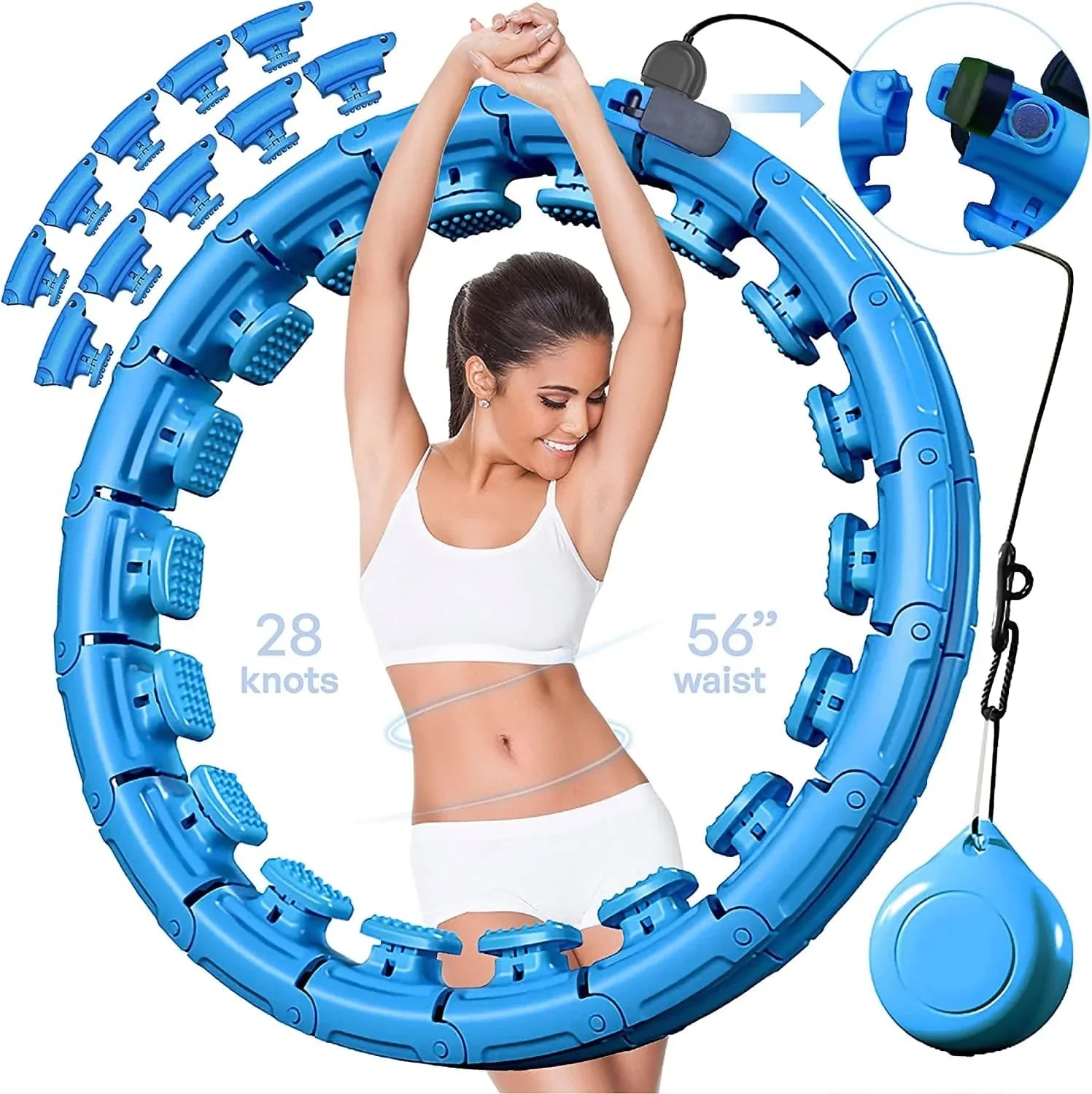 Leann L!Fe Smart Weighted Hula Hoop for Adults Weight Loss, 12+1 Spare Knots Waist 40", Infinity Hoop plus Size, Children Adult Weight Loss, Fitness Exercise, Workout Equipment, Abdominal Toner, Smart Exercise