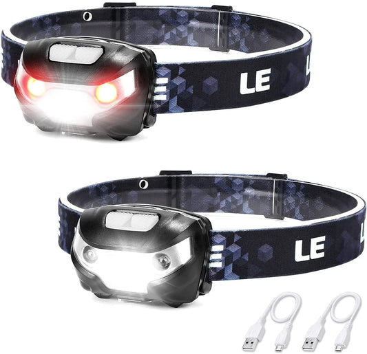 LED Headlamp Rechargeable Stocking Stuffer, Super Bright Head Lamp Gifts for Men with 5 Modes, Forehead Headlight with Adjustable Headband, Outdoor Hunting, Camping, Hiking, Emergency Accessories